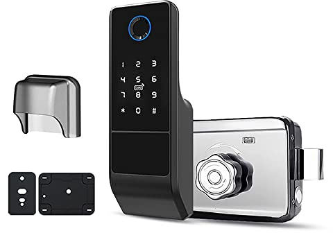 Sirxlevcy Waterproof Tuya WiFi Door Lock Digital Password Double Fingerprint Electronic Rim Lock for Outdoor Iron Gate Door
