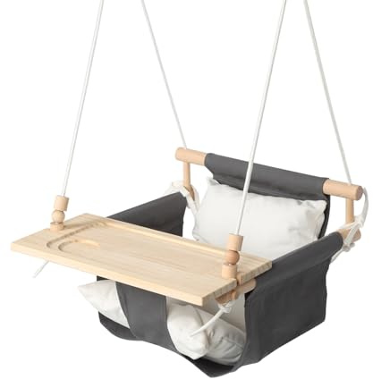 KINSPORY Kinderschaukel aus Holz, Babyschaukel, Baby Swing, Holzschaukel für Kinder, Schaukeln für türrahmen, Schaukel Holz, Kleinkinderschaukel