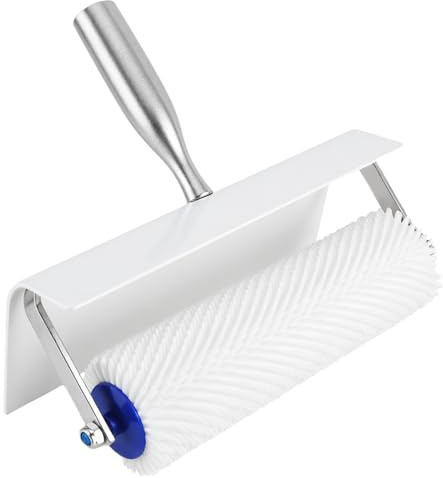Self Leveling Spiked Roller,250mm Spiked Roller | Spiked Screeding Compound Paint Roller with Splash Guard,Self-Leveling Floor Roller for Latex Screeding and Smoothing
