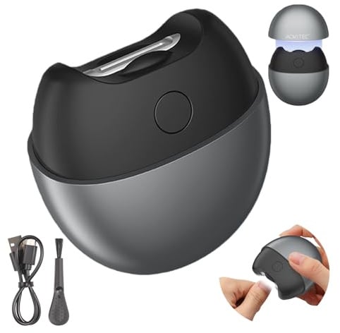 Aokitec Elektrischer Nagelknipser, Elektrischer Nagelschneider, Automatischer Nail Clipper mit LED-Licht, 2-Speed, Schmutzsammelrate >90%, Sicherer Nagelknipser für Senioren & Sehbehinderte
