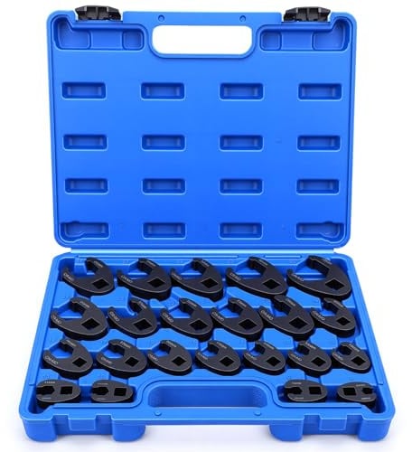 Yosoo Health Gear 22tlg Hahnenfußschlüssel Hahnenfuß Schlüssel Steckschlüssel Drehmoment Gabelschlüssel Satz Metrisch Maulschlüssel Set 1/2 3/8 Außenvierkantantrieb | 8-32mm