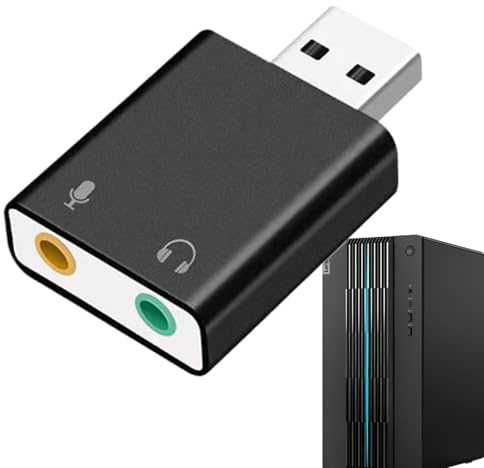 Scheda audio USB – Adattatore audio da 3,5 mm | Convertitore stereo esterno Plug Play, interfaccia in lega di alluminio, jack per microfono per cuffie, compatibile con computer portatile desktop