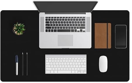 ZBRANDS // Premium Leder Glatte Schreibtischunterlage, Schutz, Verlängerte Rutschfeste Rechteckige Laptop-tastatur-mauspad (Midnight Black) (36 X 20)