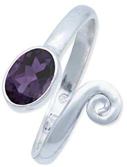 Ring 925 Silber Amethyst lila Stein größenverstellbar Edelstein echt Silber Damen Sterling Silber Geschenk (MRV-064-51)