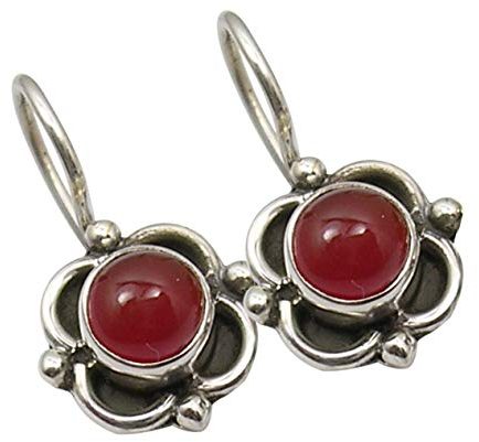 SilverStarJewel Natürliche runde Karneol Vintage-Stil Ohrringe 1,8 cm Sterling Silber Frühlingsferien Online-Angebote