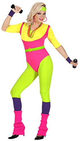 NET TOYS Knalliges 80er Jahre Kostüm für Frauen - M (38/40) - Sportliches Damen-Bekleidung Aerobic Tänzerin Outfit - EIN Blickfang für Karneval & Mottoparty