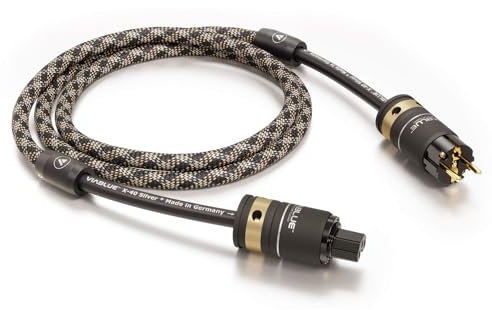 VIABLUE X-40 Silver High-End Netzkabel/Stromkabel * USA Netzstecker 5-15P * Warmgerätebuchse IEC C15 * 1 Stück * 3 x 4,0 mm² * versilbert * Ultragrip Beschichtung * 150 cm * 1.5 m