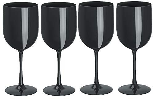 noTrash2003 4er Set Trinkkelch aus Kunststoff für Sekt, Wein und Champagner od. Longdrinks in versch. Farbkombinationen für Events und Feiern (Schwarz)