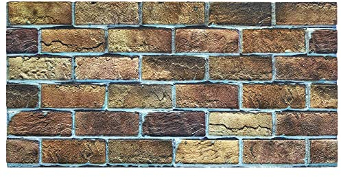 IZODEKOR 1-Pc 3D Brick Effect Wall Panels - Outdoor Wall Cladding, Decorative Wall Panels for Living Room, Balcony, Terrace, Office, Faux Brick, 50x100 cm | Desert Shadow 1809