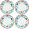 Rio Turquoise Floral Melamine/Plastic/BBQ/Outdoor Dinner Plates Set (4)