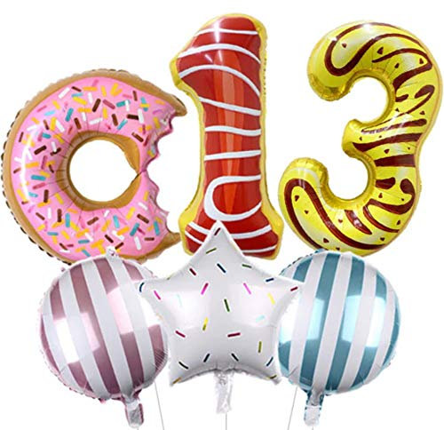 DIWULI Geburtstagsdeko 13 Jahre Luftballons Donut Set