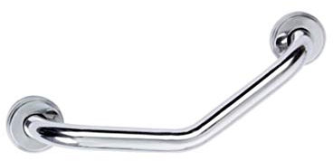 Barre d'appui coudée INOX chromé | Pour salle de bain, WC et douche | Antidérapante | Sécurisée | Fiable et solide | 135 degrés | Diamètre 25 mm | Dimensions 250 x 250 | Garantie 5 ans
