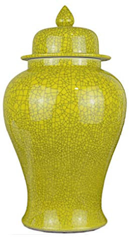 Wddwymll Vase en Porcelaine rétro de Style Chinois Vase de Pot général Jaune décorations d'hôtel de Salon de Style Chinois, 37 * 20 cm, 45 * 23 cm