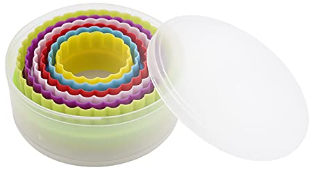 TRIXES Juego de cortador de galletas redondo de 6 piezas - Moldes de repostería en círculo para hornear - Cortador de galletas redondas - Suministros de cocina para niños