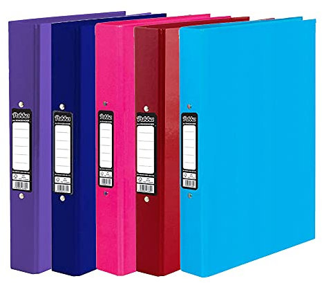Pukka Pads 5 x Pukka A4 Glossy 2-Ring Binder Files School Work Office 40mm Spine File Organiser (Assorted)