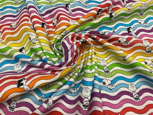 textil pertex Baumwollstoff, SNOOPY EAT Stoff, Kinderstoffe, Bastel- und Patchworkstoffe, Dekostoff, Stoffe als Meterware, 1 Meter x 140 cm