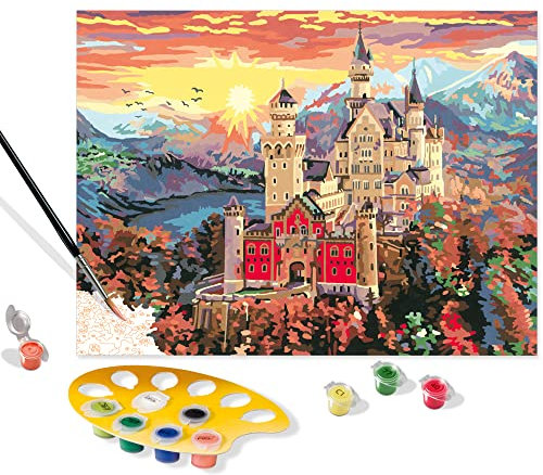 Ravensburger CreArt 20278 - Märchenhaftes Schloss - Malen nach Zahlen Erwachsene, DIY Malset mit Pinsel und Acrylfarben, Geschenk für Frauen und Männer, Malen für Erwachsene
