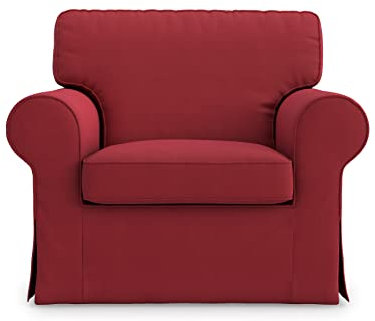 MASTERS OF COVERS Sesselbezug kompatibel mit IKEA Ektorp Sessel, Ersatzbezug, handgefertigt, 100% Baumwolle 104 cm x 88 cm x 88 cm (Baumwolle, Rot)