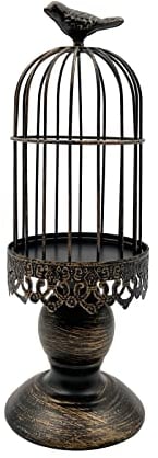 Decorative Birdcage Candle Holder, Vintage Candle Stick Holders, Wedding Candle Centerpieces for Tables, Metal Candlestick Holder Home Decor (Black-small)