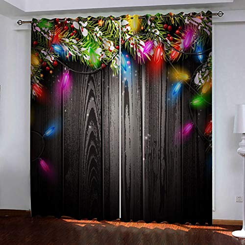 Bishilin Gardinen Vorhänge Verdunklung Polyester Motiv, Weihnachtsbaum Wohnzimmer Vorhänge Blickdicht Modern mit Ösen274x214CM