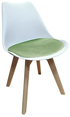 HTI living Stuhl Atlanta Weiß, Velvet Hellgrün Esszimmerstuhl Kunststoffschale Samtbezug Holzfüße 1-teilig