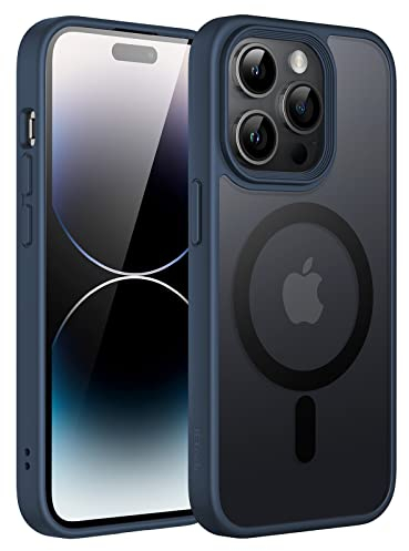 JETech Magnetic Case for iPhone 14 Pro 6.1-Inch Compatible with MagSafe, Translucent Matte Back Slim Shockproof Phone Cover (Storm Blue)