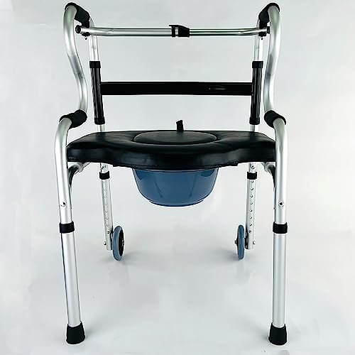 Silla de ruedas plegable para lavabo con orinal,Sillón ajustable en altura con respaldo,para minusválidos,personas mayores y mujeres embarazadas
