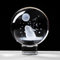 Kristallkugel mit Gravur, 3D-Hasen- und Mond-Ornament, Glas-Hasen-Figur, Sammlerstück, Briefbeschwerer, Kaninchengeschenke für Kaninchenliebhaber zum Geburtstag oder Weihnachten, 6 cm