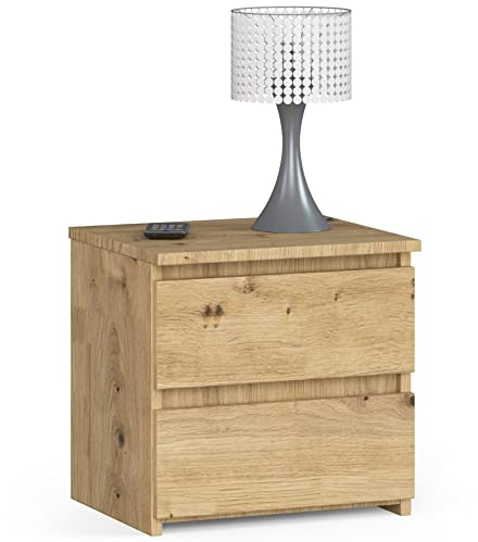 AKORD | Kommode Set 2 Schubladen Sideboard Mehrzweckschrank Schrank | Schreibtisch | ecktisch | Eck Schreibtisch für Home Office | Einfache Montage | 40x40x35 | Artisan Eiche