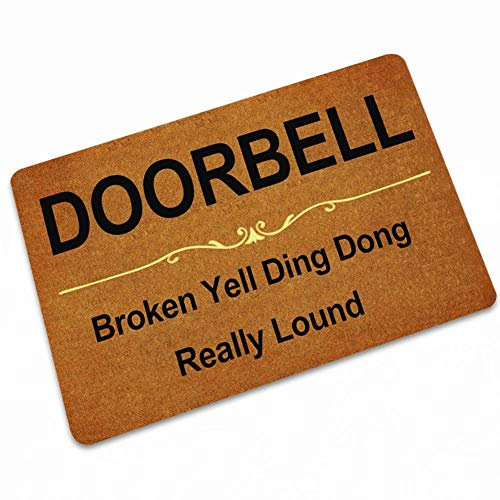 Doorbell Broken Yell Ding Dong Really Lound Door Mat Decorative Flooring All Weather Exterior Rug Shoes Scraper Machine Washable Carpet 36X24 Inch