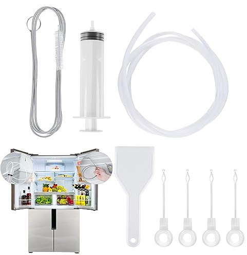 Kühlschrank Reinigungsset, 8 Stück Kühlschrank Reinigungswerkzeug-Set, Kühlschrankbürsten Ablaufloch Reinigungsset, Rohrreinigungsspiralbürste, Kühlschrank Bürste für Zuhause Kühlschränke