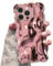 UEEBAI Case for iPhone 14 Pro, Cute Solid Color Curly Wave Shape Shockproof Soft TPU Bumper Phone Case, Candy Color Water Ripple 3D Silicone Slim Pretty Case Non-yellowing Cover - Rose Gold