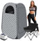 aledaras Sauna a vapore portatile, tenda personale per sauna a vapore per spa domestica, box sauna portatile con sauna da 3 litri 1000 W, sedia pieghevole di grandi dimensioni inclusa, grigio