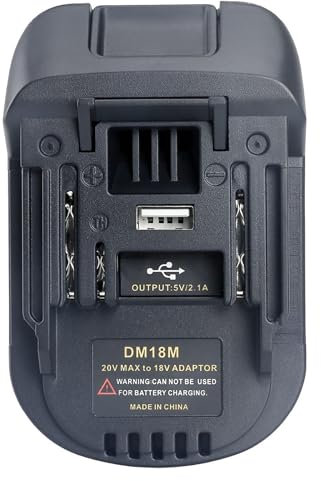DM18M Adaptateur de batterie convertisseur pour DeWalt & Milwaukee 18 V/20 V compatible avec les batteries lithium-ion Makita 18 V BL1850 BL1840 BL1860 avec port USB