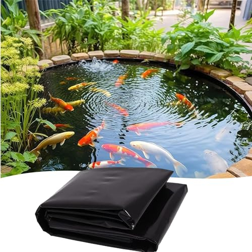 Faltbar 0.2mm HDPE Teichfolie Reißfestes Koi-Teiche Teichfolien 1mx1m 2mx3m 5mx6m 8mx10m 12mx12m Teichmembran Teichplane Für Den Teichbau, Gartenpool Fisch Und Pflanzenfreundlich(Size:6x12m)