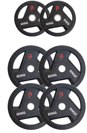 BODYPOWER 100kg Rubber Tri-Grip Olympic Weight Plate Kit