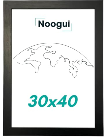 NOOGUI – Bilderrahmen 30x40 – Schwarzes Holz – Mit entspiegeltem Plexiglas – Für Fotos, Poster oder Puzzles – Vertikale und horizontale Positionierung – Stärke 2 cm – Leicht zu reinigen