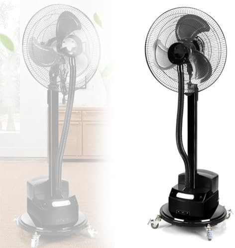 Ventiladores de pedestal Ventilador oscilante de niebla fría con tanque de agua, ventilador de nebulización oscilante para exteriores, ventilador de piso industrial de pie, ajuste de velocid