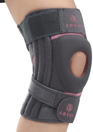 ABYON Tutore Ginocchio, Ortopedica Rotulea Confortevole con 4 Cinghie Regolabili e Stabilizzatori a 3 Molle, Ginocchio Supporto Migliorato per Artrite, Legamenti, Lesioni al Menisco (XL)