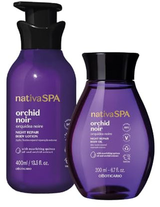 O Boticário Nativa SPA Orchidea Noire Set Regalo Cura della Pelle con 2 Prodotti | Crema Idratante Corpo 400ml e Olio Corpo Profumato 200ml