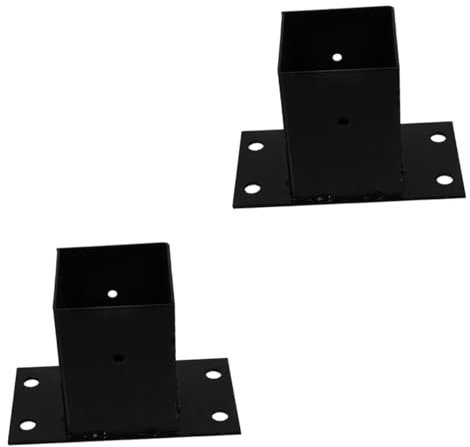 DOITOOL 2pcs Gazebo Bracket Toppers Support Edging Stop Anchors Duty Base Link Raised Postfix Balcony Privacy Screen Ratchet Decor Garden Trellis Fence Railing Post Protector Black Iron