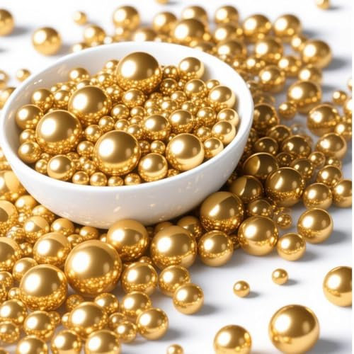 Gold Pearl Sprinkles for Cake Decoration, 100g, Mix Size, Edible Sugar Pearls, Edible Gold Cake Topper Decorating, Cupcake, Cookies, Ice cream Topper, Wedding Party, Birthday, Christmas