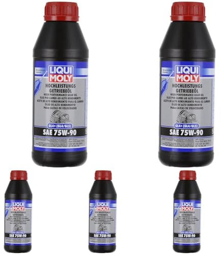 LIQUI MOLY Hochleistungs-Getriebeöl (GL4+) SAE 75W-90 | 500 ml | Getriebeöl | Hydrauliköl | Art.-Nr.: 4433 (Packung mit 5)