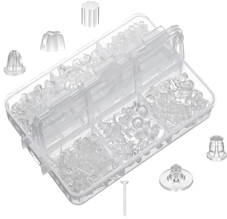 690PCS Silicone Earring Backs for Studs, 6 Styles Clear Rubber Safety Back Clutch Stoppers Replacement Kit Soft Silicone for Studs Earrings Stoppers Earnuts Posts