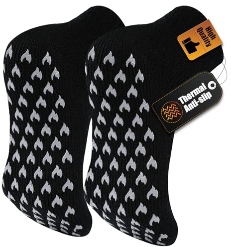 SukModen Men's Thermal Slipper Socks, 1 Pair, Non Slip Winter Warm