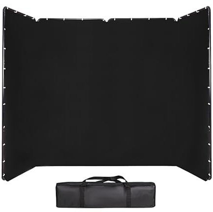 XPAISYQC 4m x 2,4m Großer Schwarzer Polyester Foto Hintergrund Ständer | Tragbar und Faltbar Backdrop für Live-Übertragungen, Charakterfotografie, Hochzeitsbühnen, Fotostudios, Online-Konferenzen
