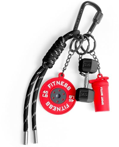 Hantel Schlüsselanhänger mit Fitness-Thema in Dopaminfarben, Niedlicher Mini-Stil, Als Autoschlüssel-Zubehör und Deko, Ideal für Alltag, Reisen, Fitness und als Geschenk