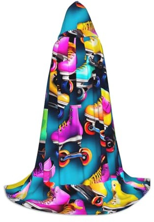 JBJGKHLP Umhang mit buntem Rollschuh-Druck, mit Kapuze, Unisex, Cosplay, Kostüm, für Karneval, saisonale Feiern