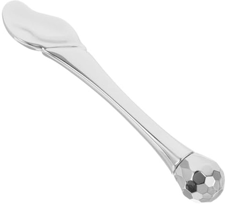 GALPADA Bâtonnet de Massage Oculaire Portable en Alliage de Zinc Argenté, Spatule Multifonction pour Crème Visage et Yeux, Outil Léger pour Massage Délicat Peau Contour des Yeux