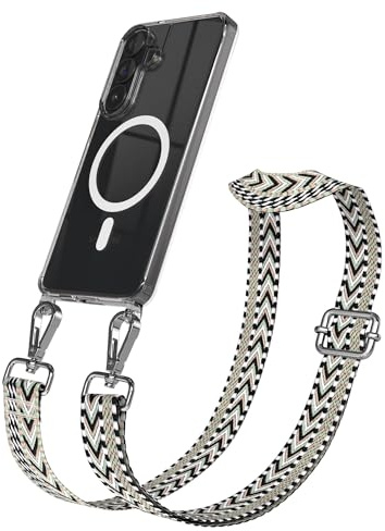 EAZY CASE Handykette - Verstellbares Taschenband kompatibel mit Galaxy S26 Plus, Schulterriemen, Handykordel mit Silikon Hülle, Qi Charging kompatibel, Umhängetasche, Grün Schwarz Silber